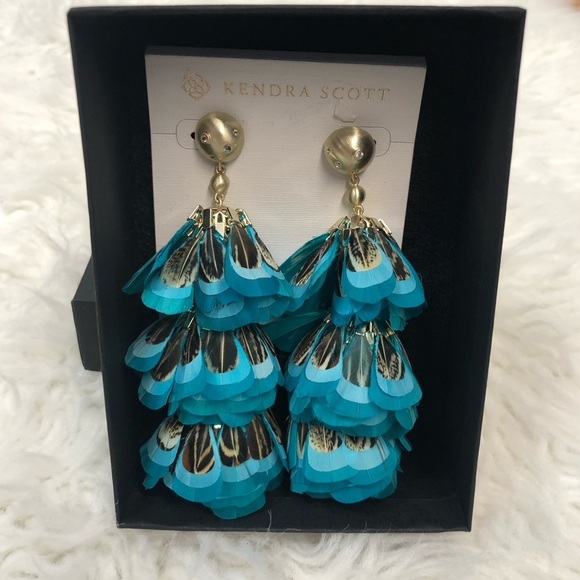 Kendra Scott Lenni Statement Earrings in Teal - Picture 1 of 8
